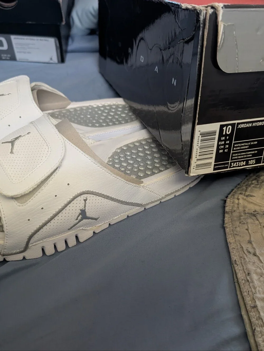 Jordan White and Metallic Hydro Slide Sandals
